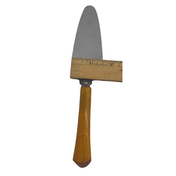 Mid 20th Century Pie Tarte 9 1/4" Server Stainless Steel Blade Celluloid Handle - Picture 11 of 12